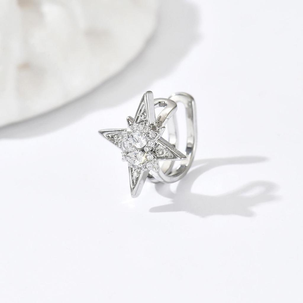 Micro Inlaid Star Light Niche Design Without Ear Holes, Ear Bone Clip Exquisite Temperament, Star Versatile Ear Clip Earrings
