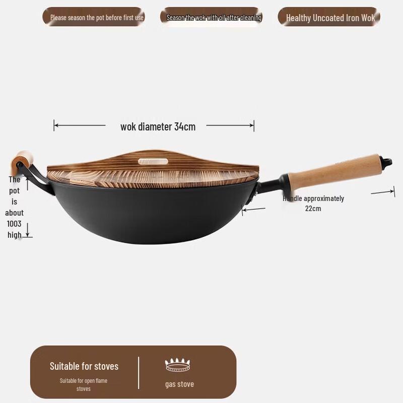 

COOKER KING Hand-Cast Iron Round Bottom Wok, 34cm