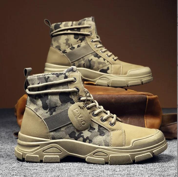 Boty pro muže maskáčové podzimní nové boty do pouště pánské vysoké tenisky protiskluzové pracovní boty pánské Buty Robocze Meskie