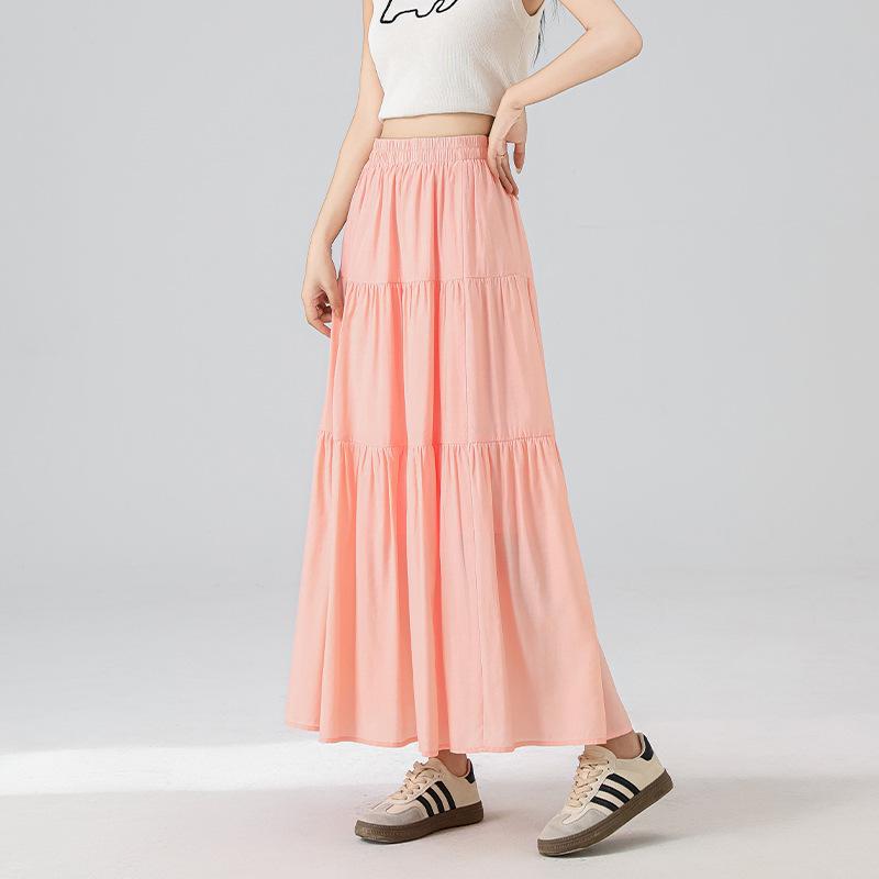 

Летняя розовая миди-юбка А-силуэта с эластичной талией, 2025: Свободный крой, стройнящий дизайн для повседневной носки. Extra Large