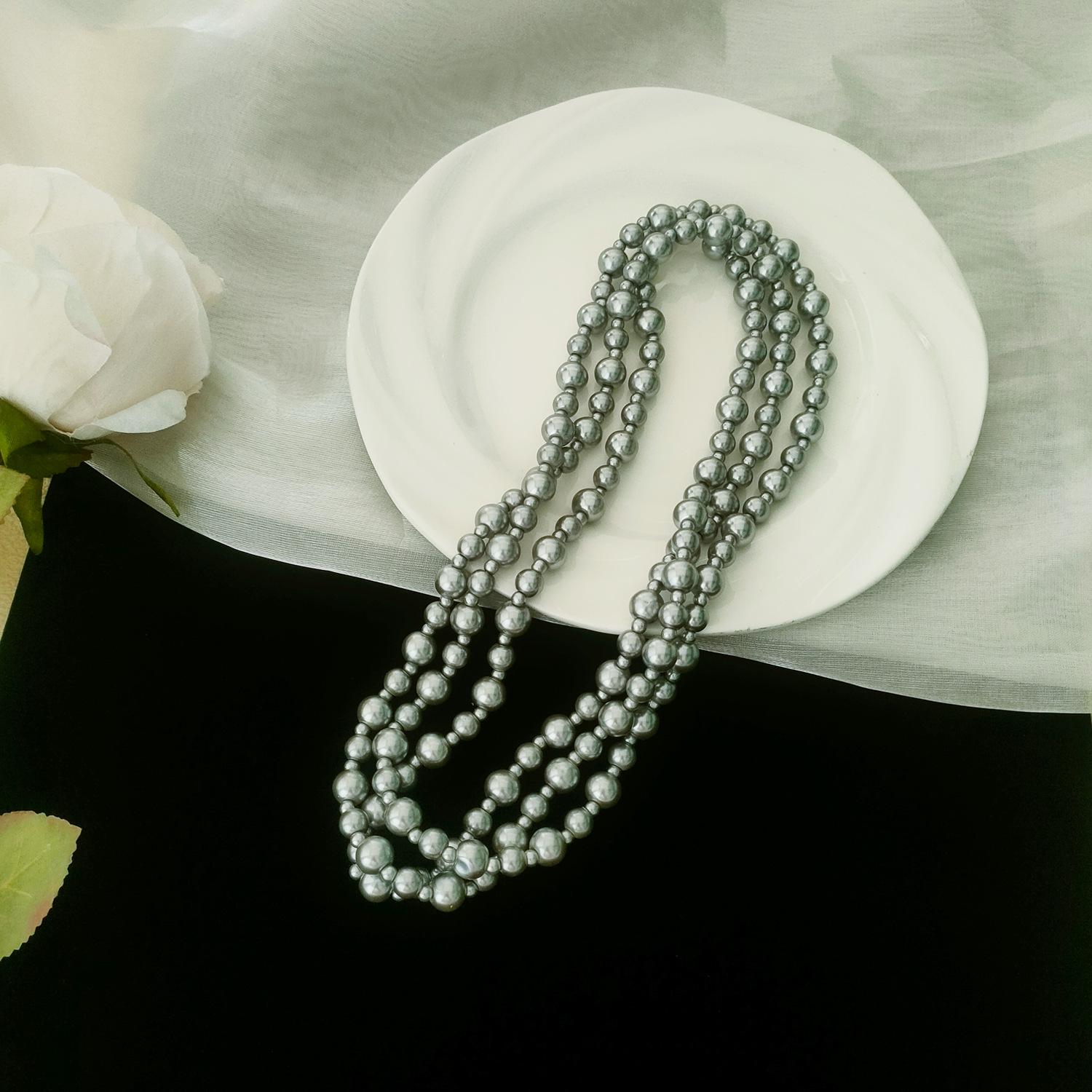 

New Chinese Style Multi-Layer Long Glass Bead Necklace for Women