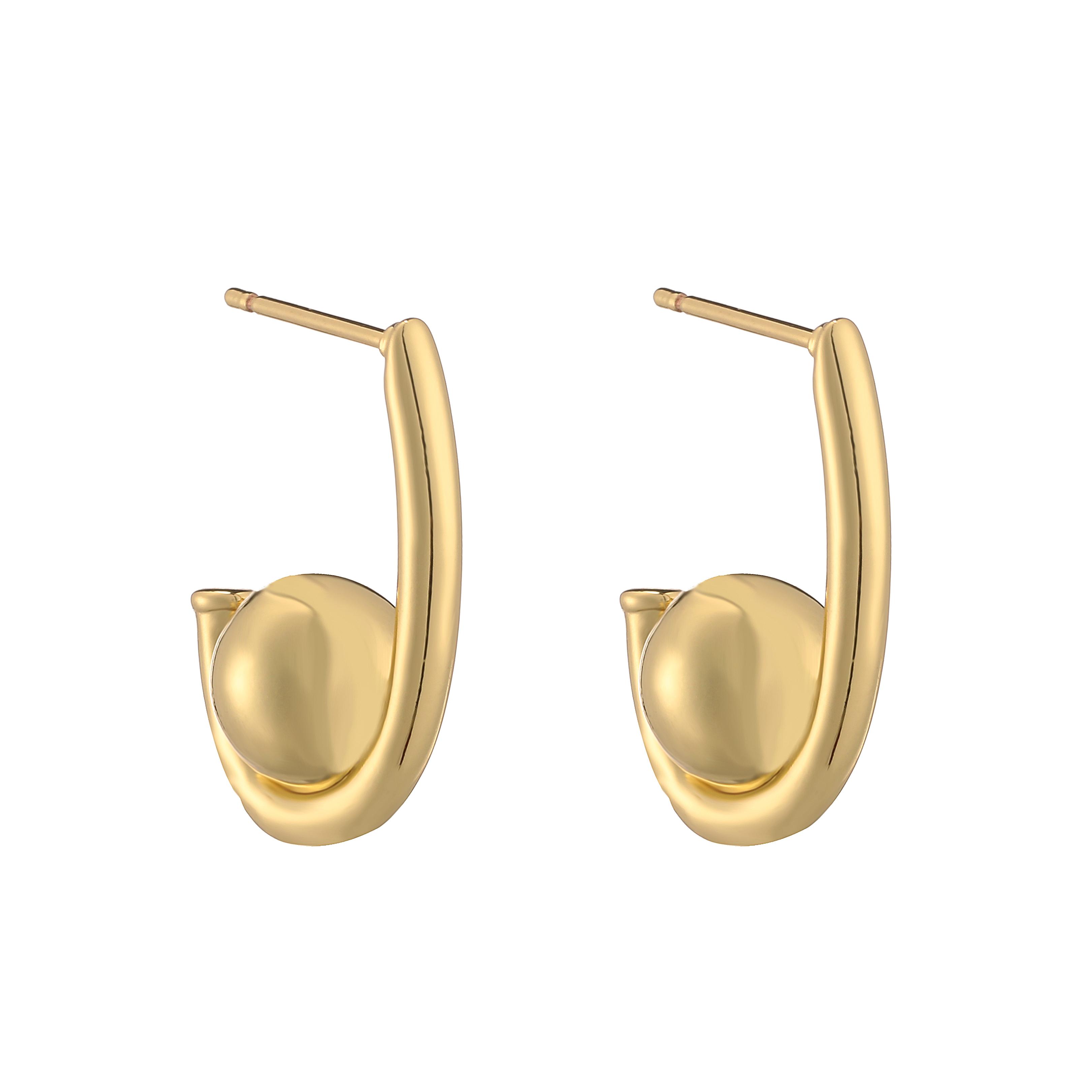 

HECHENG, Chunky Ear Studs for Women ,Brass 18K Real Gold Plated Circle ball Ear Zircon Dropshipping