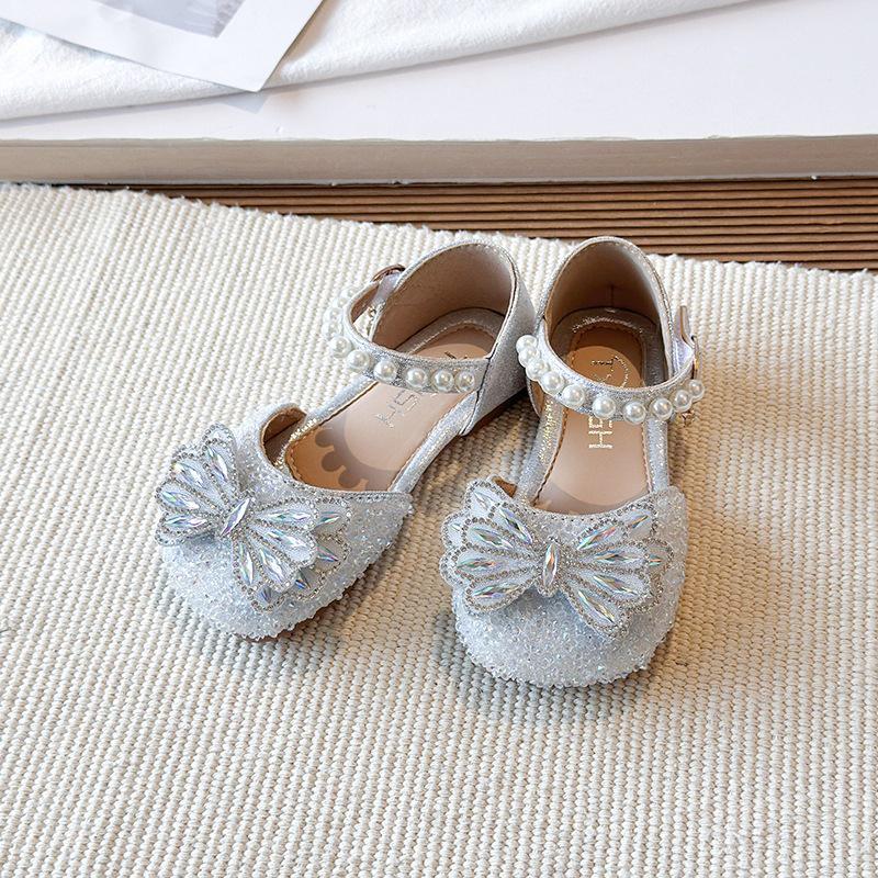 Girls  Soft Sole Pearl Crystal Closed-Toe Sandals - Summer 2026 Princess Shoes 21