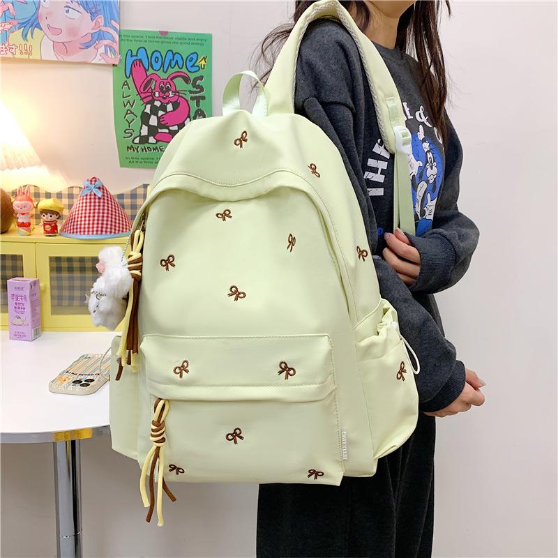 Schoolbag Small Fresh Versatile Bow School Bag School Junior High School High School Student Lightweight Backpack Ins Wind Large Capacity Backpack