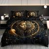 Moon Stars Celestial Sun Duvet Cover Set Golden Printed Bedding Set For Home Decor