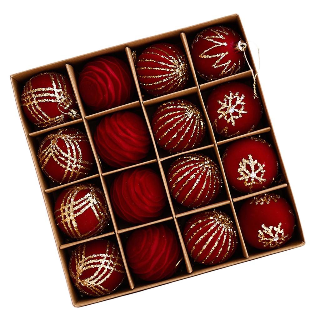 Set of 16 Shatterproof Christmas Tree Baubles Hanging Ornament for Festival Stylish Holidays Home Window Decorations