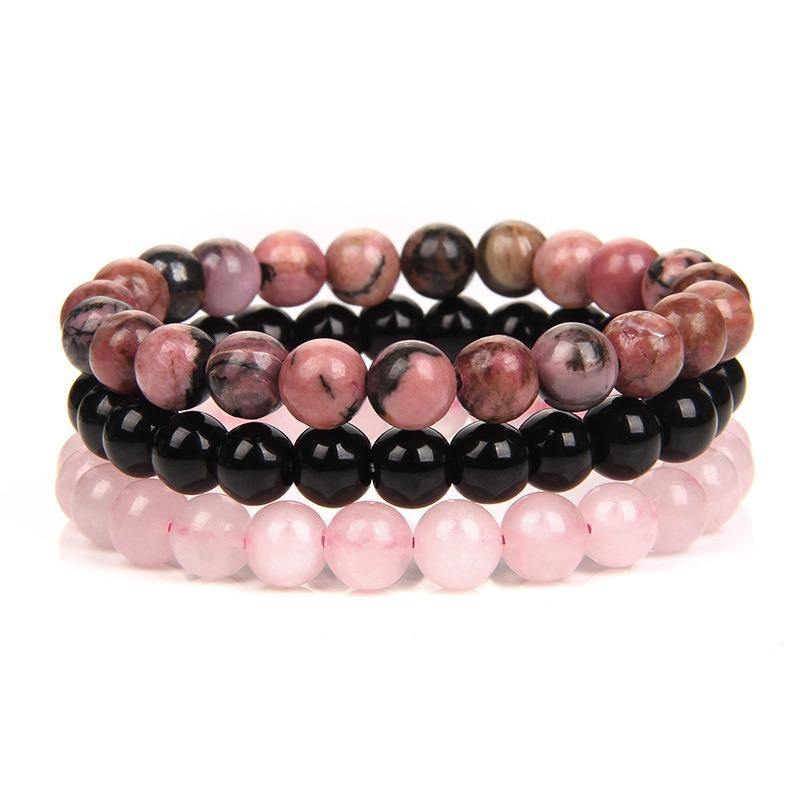 

8mm natural stone bead bracelet for men, rose quartz and agate stone combination bracelet, women s bangle