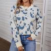 Fluffy Contrasting Animal Pattern Knitwear - 2023 Autumn/Winter Women's Round Neck Sweater