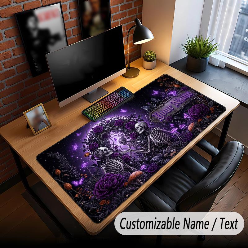 Skull Gothic Theme Custom Mouse Pad Personalized With Name Text Customized Desk Mat For Office Home Decor