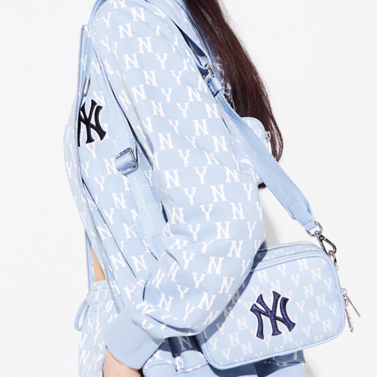 New MLB Monogram Collection Polyester Combo Bag Camera Bag Crossbody Bag Shoulder Bag Unisex Haze Blue White 3ACRS022N-50BLL
