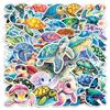 50 Sea Turtle Stickers: Cartoon Animals for Phone, Water Bottle, Guitar, Journal Decoration, Waterproof Color Art with Drip Glue