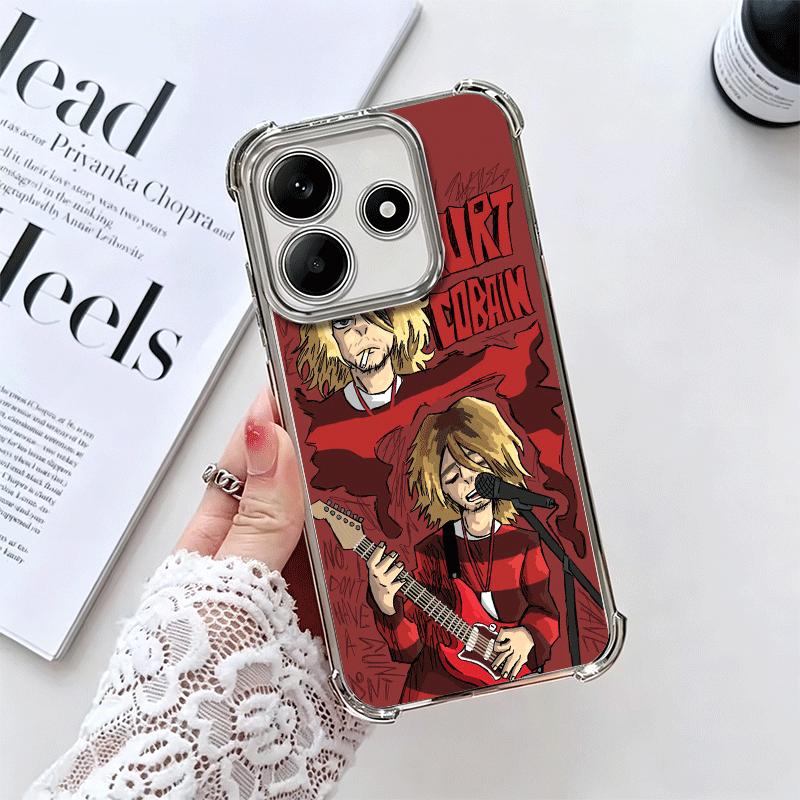 Retro Singer Kurt Cobain Soft Phone Case For Xiaomi Redmi Note 14 15 Pro Plus 13 12 11S 11T 5G 10 9S 9 Plating Anti-Fall Fundas