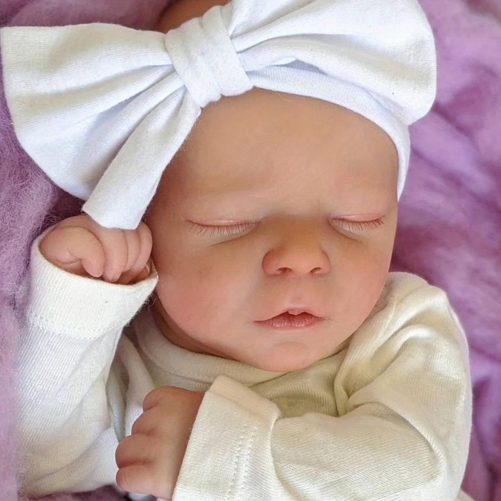BZDOLL 18 Zoll Reborn Schlafendes Baby Puppe Voll Weicher Vinylkörper Badespielzeug Mädchen Kind 45cm Neugeborenes Bebe mit 3D-bemalter Haut und Sichtbaren Adern Spielzeug Kann Gewaschen Werden
