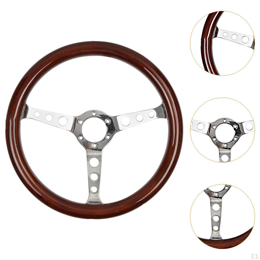 Car Steering Wheel Accessory 380 Mm Wooden Classic Sturdy Sports Modified Parts for