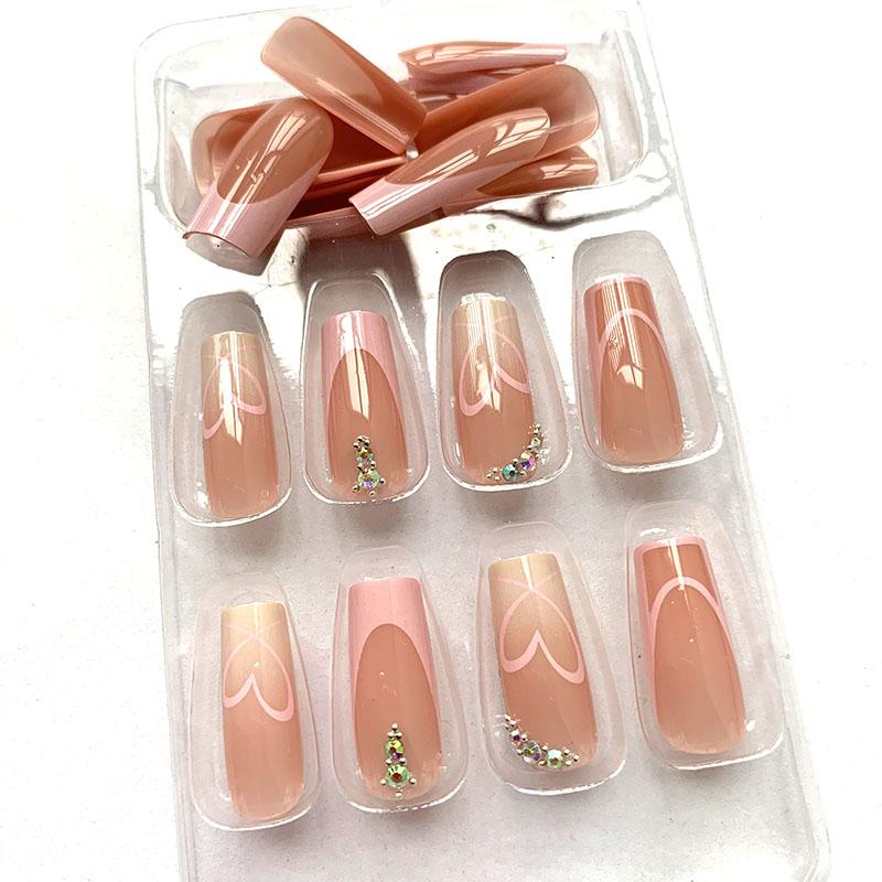 24 pcs/set Press on Nails Long Red Star Nail Girls Sexy Nail DIY Bridal Tip Daily Reusable Sexy Fake Nails Art For Women Decoration