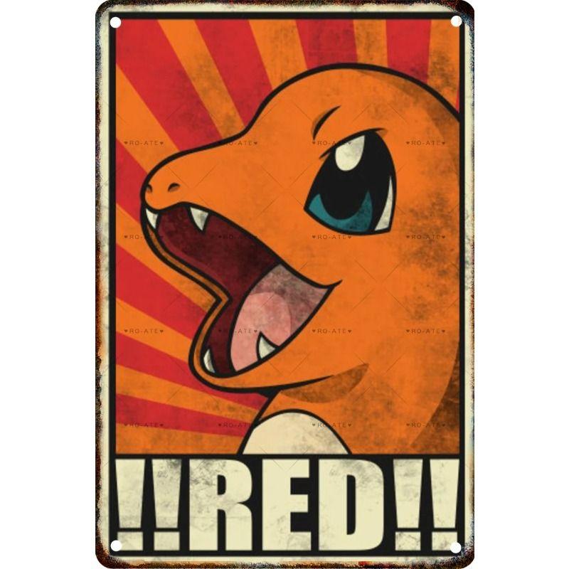 Klasyczny Metalowy Znak Pokemon Malowany do Salonu Klubu Butiku Dekoracja