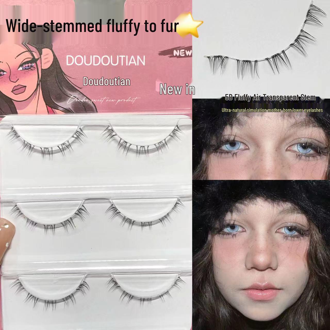 

DouDou Sweet 5D Fluffy Crescent Lower Eyelashes - Natural Dense Faux Hair Flow