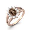 7X5MM Oval Shape Smoky Quartz 925 Sterling Silver Rose Vermeil Split Shank Women Wedding Ring