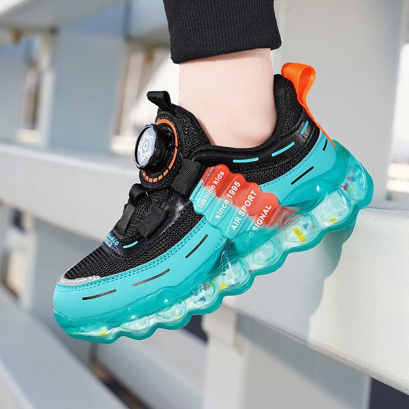 Kids Breathable Mesh Sneakers With Hook-and-Loop Closure Fall Running Casual Wear