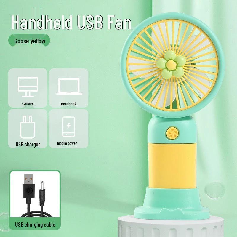 Cartoon Flower Fruit Mini Handheld Fan, Rechargeable Desktop Fan, Souvenir Gift.