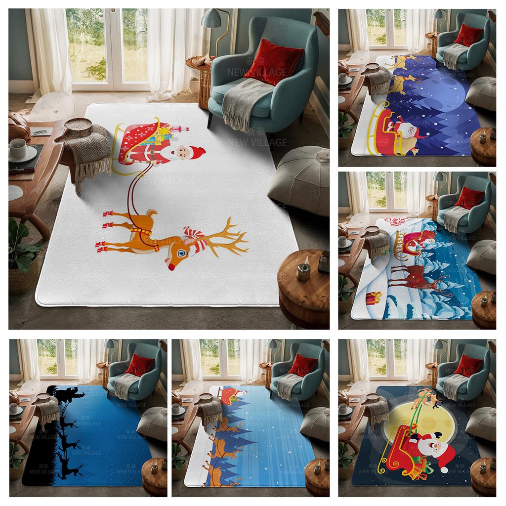 House Entrance Carpet Home Door Mat Living Room Bath Foot Bathroom Non-slip Water Absorption Rugs Bath Merry Christmas Winter