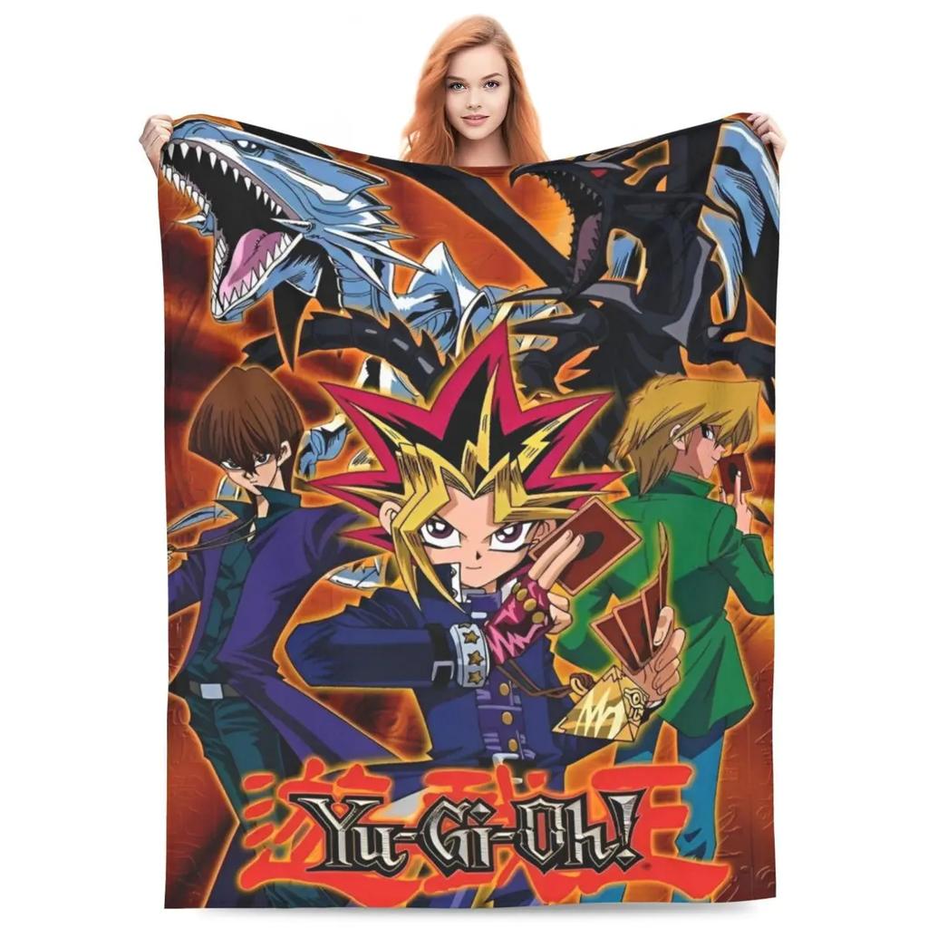 Blauäugiger Weißer Drache Decken Japanischer Anime Yu-Gi-Oh Flauschig Lustig Warme Überwurfdecke für Zuhause Restaurant Winter