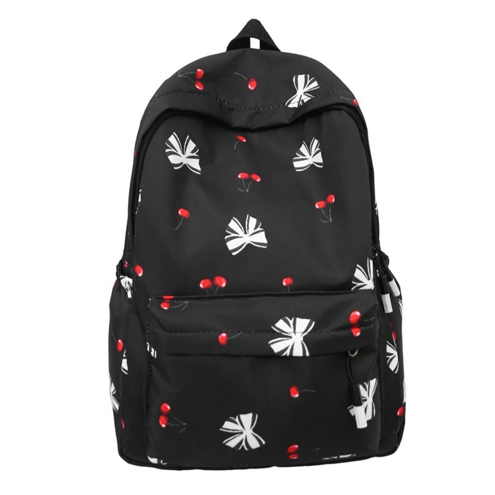 Cartoon Floral Print Backpack Breathable Large Capacity Student Schoolbag Ultra-light Nylon Book Bag