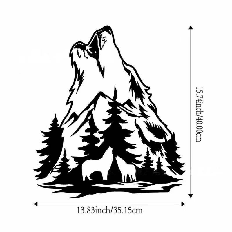 Mountain View Laser-Cut Black Iron Silhouette Wall Decoration