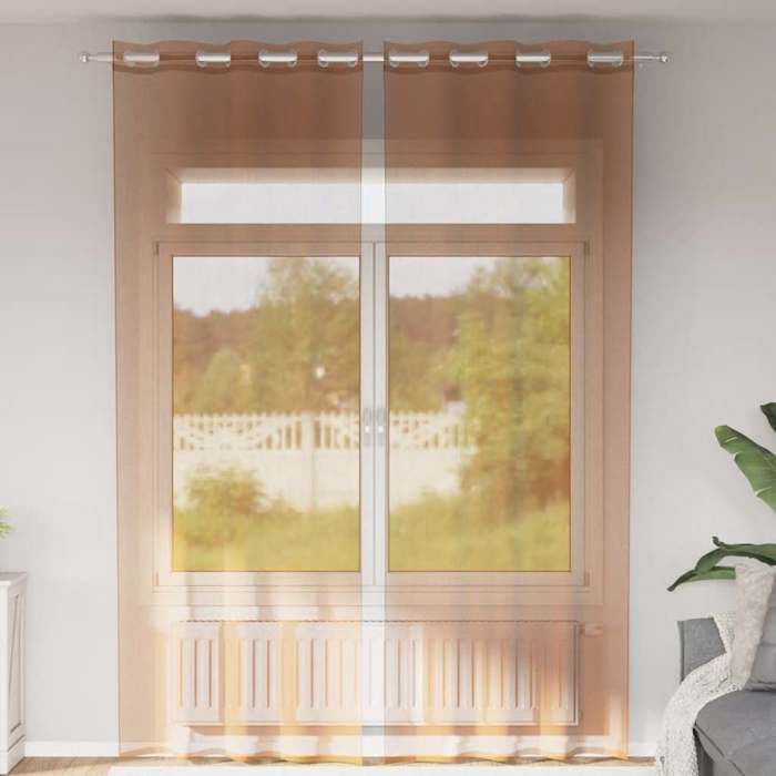 VidaXL Rideaux en voile avec œillets 2 pcs terre cuite, rideau en filet, rideau transparent, voile de fenêtre, traitement de 4102142