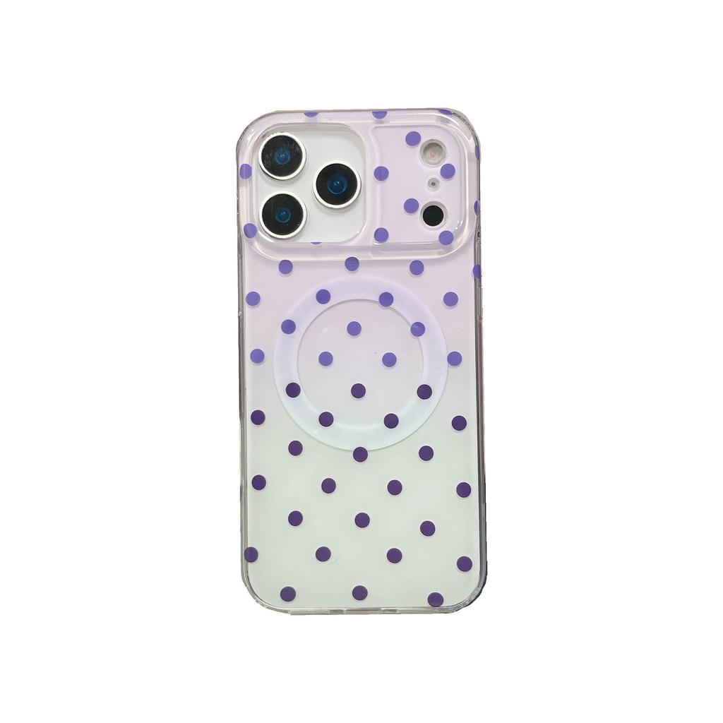 Gradient Polka Dot Magnetic Phone Case for iPhone 14/15/16/17 Pro Max - Double Layer Shell