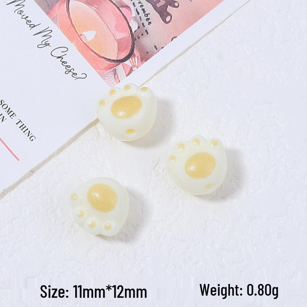 Handmade Cartoon Cat Paw Beaded Bracelet with Resin & Cream Glue