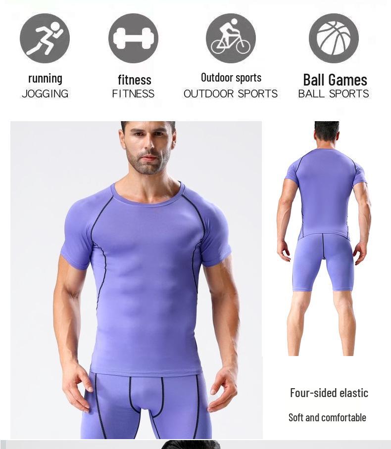 Men's Quick-Dry Elastic Sports T-Shirt - Breathable Ice Silk Short Sleeve Fitness Wear