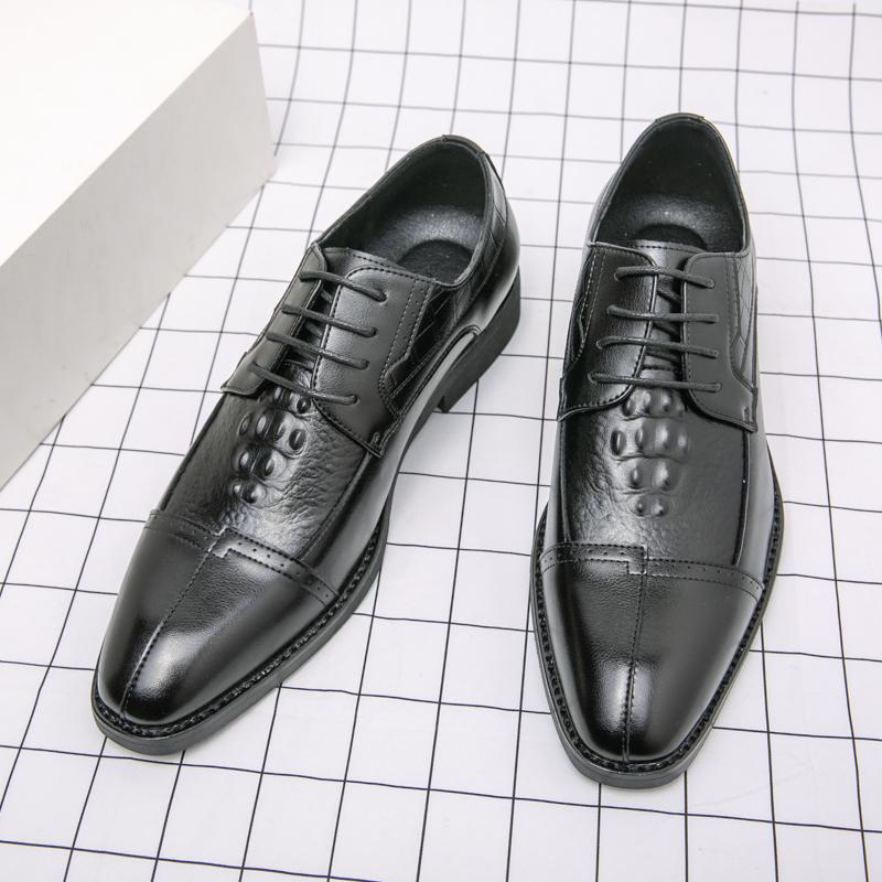 Fashion New Fashion Luxury Men  Brown Black Patchwork Lace Up Casual Leather Dress Shoes Male Wedding Homecoming Footwear Zapatos Hombre