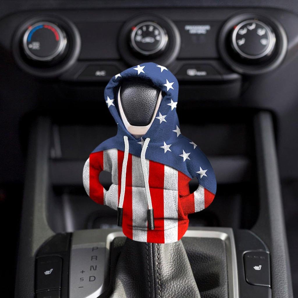 Car Gear Shift Cover, Creative American Flag, Car Gear Steering Wheel Cover, Car Gear