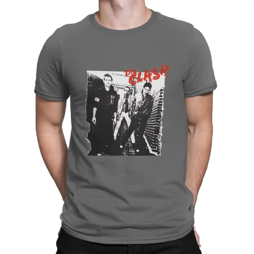 Men's T-Shirt Clash One Funny Cotton Tees Short Sleeve The Clash T Shirt Crewneck Printed Clothes Fashion Loose Casual Top Tees