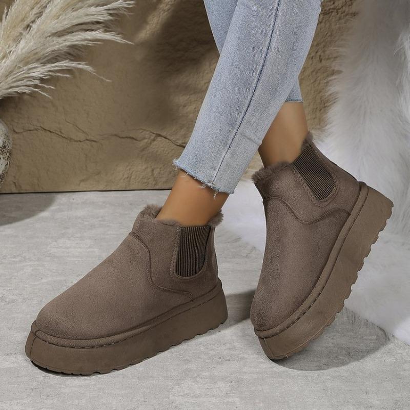 Snow Boots Women's Shoes Thick-soled Cotton Shoes with Fleece Round Head Covers Short Anti-slip Cotton Boots