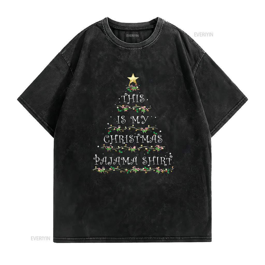 Mens This Is My Christmas Pajama T Shirt Tree Black Medium vintage Washed Comfortable Top For Everyday Wear homme Versatile