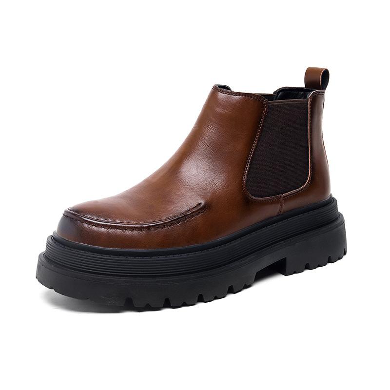 

Chelsea boots men s high-top leather shoes British style short boots 2025 new medium-top Martin boots 1682-R 44 світло-коричневого кольору