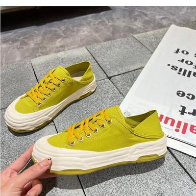 Purple Laced Up Canvas Slipper Sneakers Youth Girls Streetwear Shoes Women's Half Loafer Sneaker Vulcanized Shoes Woman Trainers