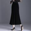 Autumn Winter Velvet Pencil Skirt High Waist Slim Fit Stretchy Wrap Fish Tail Midi Skirt Elegant Bodycon