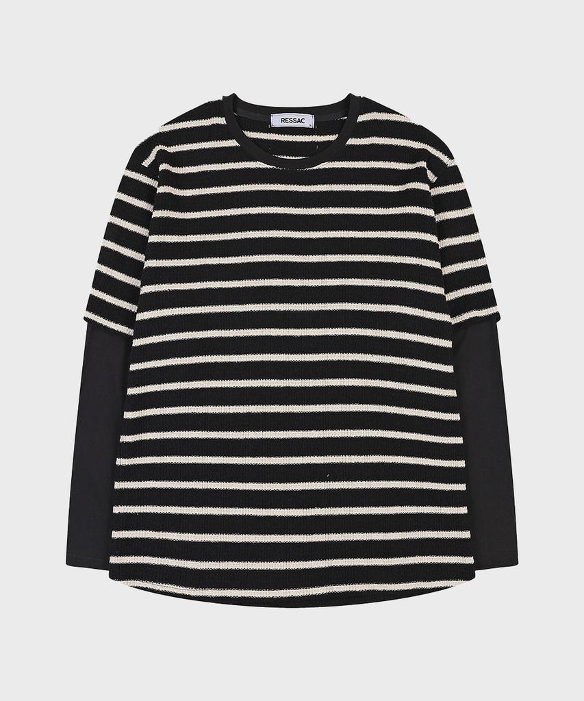 RESSAC Antoine Layered Striped Knit T-Shirt Black