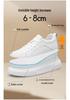 Men's Height-Boosting Low-Top Cowhide Sneakers - Thick Sole, Casual & Running Shoes (White)