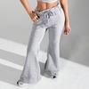 Ladies Fashion Loose Draw String Waist Solid Color Cargo Pants Leisure Flares