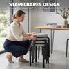 Stapelbarer Hocker Set aus 4 Stück, Moderne Polsterhocker Rund ohne Rückenlehne für Küche, Esszimmer, Grau