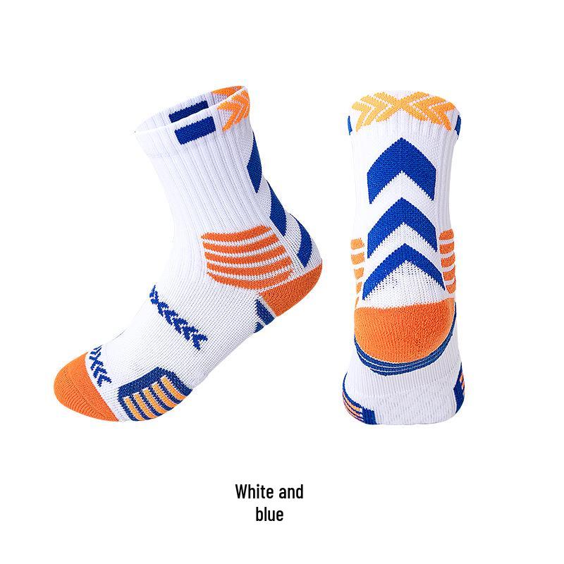 Men's Elite Trendy Colorblock Basketball Socks - Sweat-Absorbent, Breathable, Terry Bottom Sports Socks