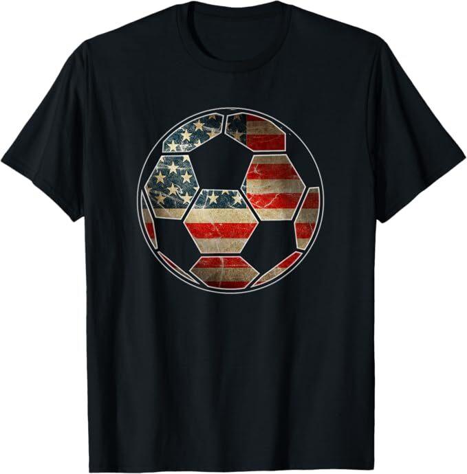 American Flag On Soccer Ball - Soccer Ball Flag T-Shirt