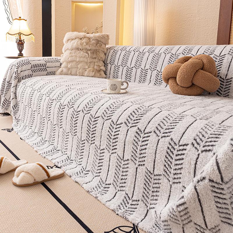 2025 Mode Geometrisch bedrucktes Sofa-Handtuch Multifunktionale Freizeit-Kniedecke für Büro All-Inclusive Weiche Chenille Sofaabdeckung
