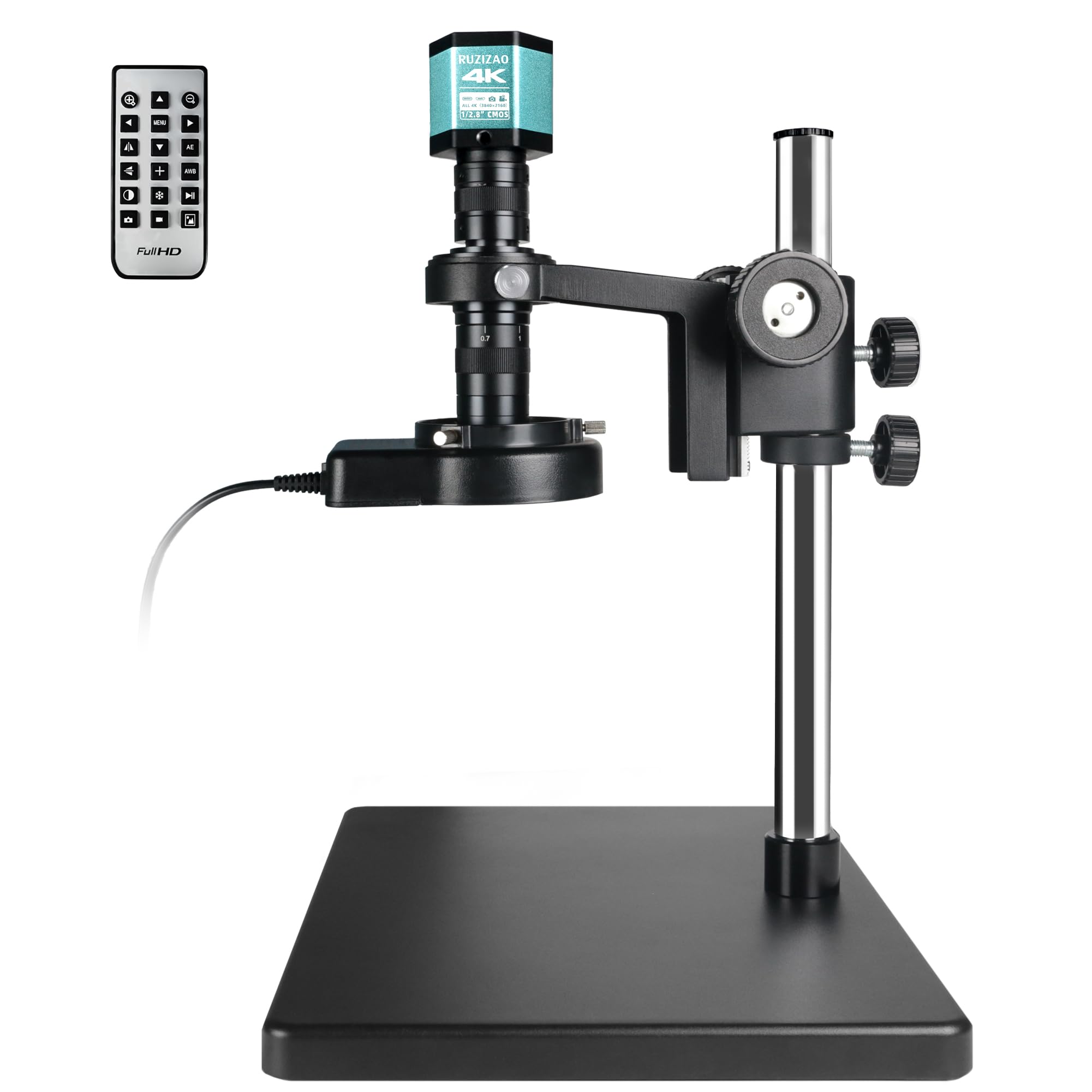 

RUZIZAO Microscope 4K Large Stable Base Digital Industrial 150x Lens Bright Ring Light Ideal for Electronic Repair Work - High-Quality Microscope,