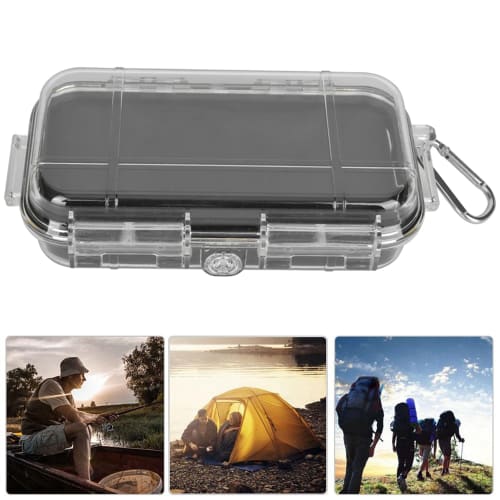 Mini Storage Container Survival Box Case, Waterproof, Shockproof, Pressure-Resistant, Outdoor Organization Storage Tool (Transparent, Large)