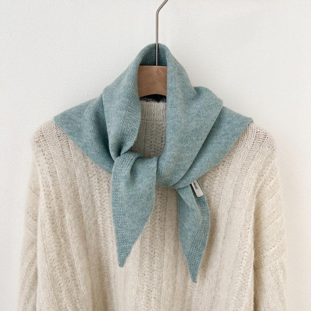 Solid Color Knitted Triangle Scarf Striped Cross Neckerchief Sweet Cross Scarves Autumn Winter